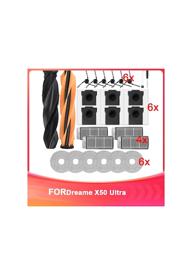 Xurunkeji Dreame X50 Ultra Komple Robot Süpürge İçin Aksesuar Seti, Ana Fırçalar, Filtreler, Toz Torbaları, Paspas Pedleri, Yan Fırçalar Xurunkeji Dreame X50 Ultra Komple Robot Süpürge İçin Aksesuar Seti, Ana Fırçalar, Filtreler, Toz Torbaları, Paspas Pedleri, Yan Fırçalar