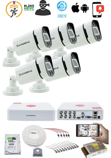 5 Kameralı Güvenlik Kamerası Seti - Gece Renkli Kdj-5s-4w-p-v1