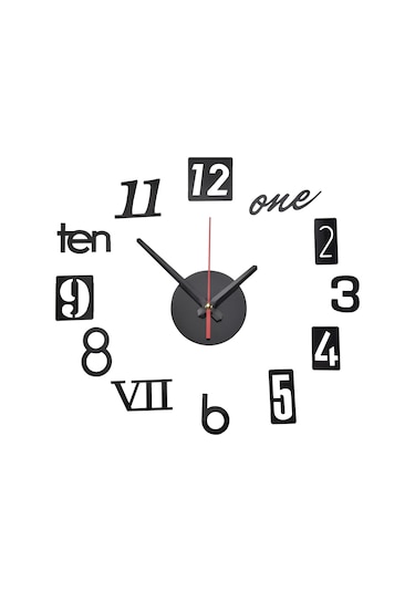 Gatherco Kendin Yap Duvar Saati - Modern 3d Aynalı Duvar Saati Dekoru, Roma Rakamlı Saat - Duvar Sticker Saati Ev Odası Dekoru Siyah Diğer