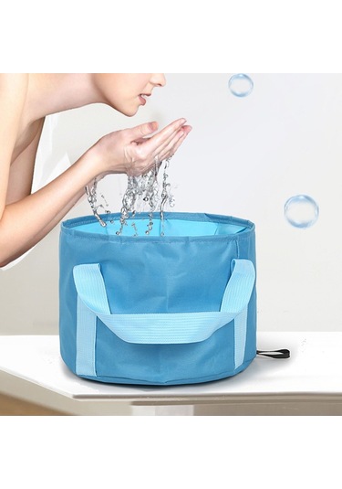 Taşınabilir Katlanabilir Katlanır Seyahat Kamp Su Konteyneri Lavabo - Mavi