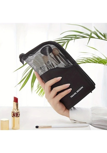 Gateesat Pembe 1 Adet Şeffaf Makyaj Çantası Seyahat Kozmetik Fırçası Organizer Çok Amaçlı Pembe