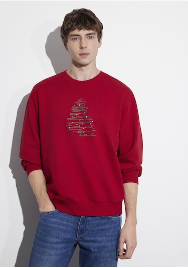 Mavi - Yılbaşı Temalı Kırmızı Sweatshirt 0s10552-70390 Kırmızı
