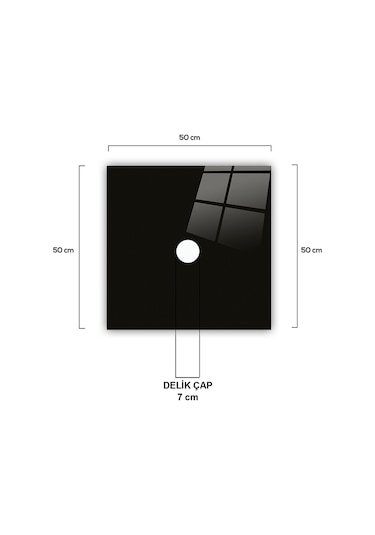 Cam Avize Göbeği | Düz Renk Siyah | 50Cm X 50Cm Siyah