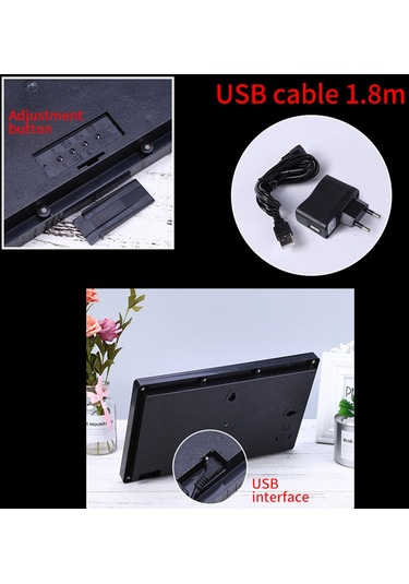 Suntek Sıcaklık Gün Tarih Göstergeli Dijital Duvar Saati Siyah