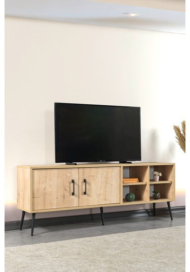3608 Şile Metal Ayaklı Metal Kulplu 160 Cm Tv Ünitesi Safir Safir