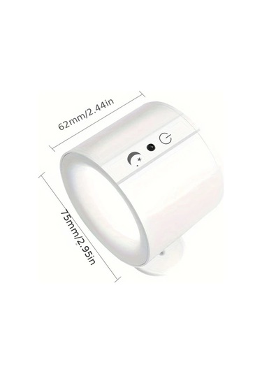 Motion003 Led Manyetik Duvar Aplik Lambası Beyaz Usb Şarjlı Kumandalı 3 Renk Kısılabilir 360 Dönebilir Beyaz