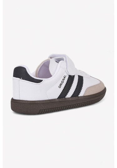 Günlük Unisex Çocuk Sneaker Bağcıklı Hafif Esnek Kaymaz Taban Ayakkabı 105 Beyaz Siyah