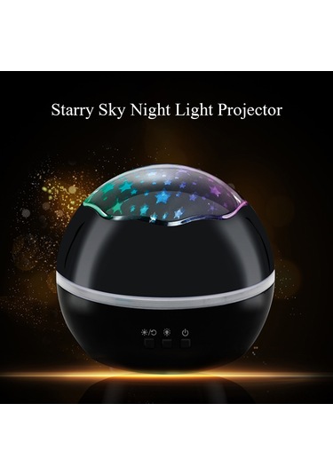Vkemall Siyah Usb Yıldız Ve Deniz Projeksiyon Lambası - 8 Renkli Mod, Döner Tasarım, Uyku Ortamı Oluşturucu Pil Dahil Değil