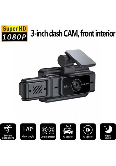 Samdoo G60 Üç Lensli 1080p Gece Görüşlü Wifi Araç Kamerası - Ön, İç, Arka Kayıt Ve İzleme
