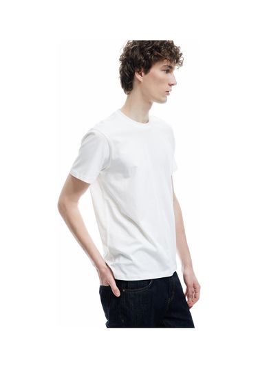 Koton Pamuklu Kısa Kollu Bisiklet Yaka Erkek Basic Tişört Beyaz 6wam10062hk Beyaz