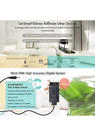 Yaleker Am2301 Isı Ve Nem Sensörü - Suya Dayanıklı Değil - Sonoff Th10/th16 İle Kullanılmalı - Akıllı Ev Otomasyonu İçin