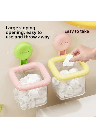 Konesam Mango Sarısı Duvarlı Islak Mendil Depolama Kutusu - Süction Cup İle Sabitlenir, Havalandırmalı, Su Tüpü İçeren Banyo Dolabı Organizatörü Diğer