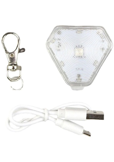 Homyl Köpek Tasması Gece Işığı Led Klipsli Etiket 3 Mod Beyaz