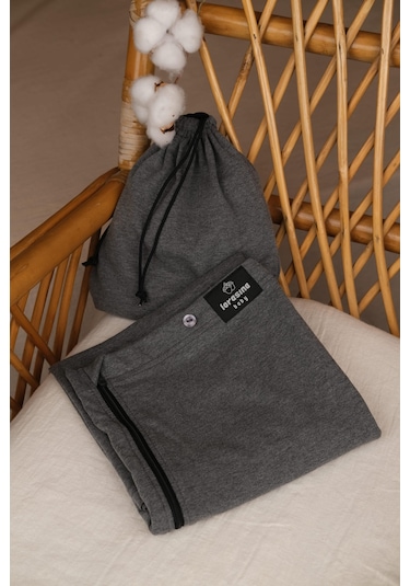 Pamuklu Puset Bebek Arabası Ve Emzirme Örtüsü Koyu Gri