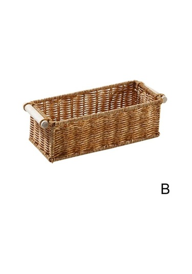 Bosphorusboutique02 Treasure Rattan Storage Basket, Multi-color, For Raft Shelves, Hasır Saklama Çok Renkli Çok Renkli