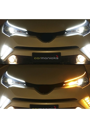 Far Içi Far Üstü Selamlamalı Sinyalli Beyaz - Turuncu Kayar Led 2'li Set 60 Cm