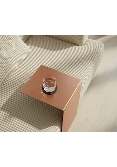 Metal Koltuk Üstü C Sehpa Modern Minimal Yan Sehpa Turuncu