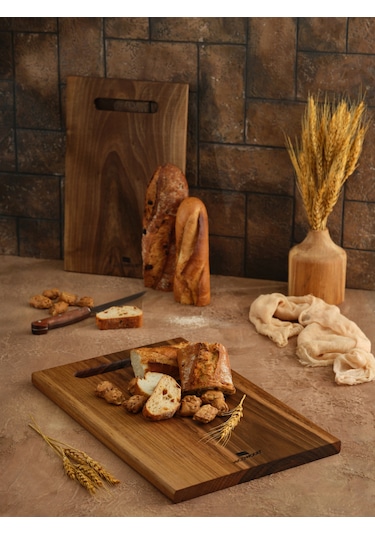 Hıcowood Doğal Ceviz 2'li Kesme Sunum Tahtası Seti -Lazerle İsim/Söz Yazılır