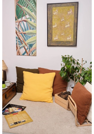 Peraluna Free Pıllow %100 Organik Pamuk Triko Yastık Kılıfı 60x60 Cm Sarı - Sarı