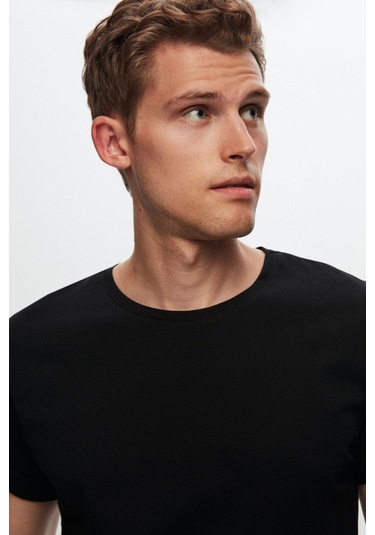 D's Damat Bisiklet Yaka Pamuklu Nefes Alabilen T-shirt Siyah D's Damat Bisiklet Yaka Pamuklu Nefes Alabilen T-shirt Siyah