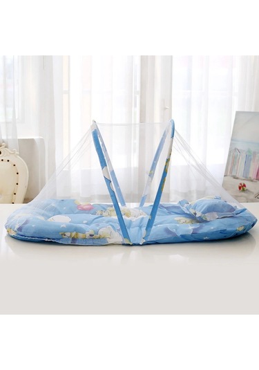 Katlanabilir Bebek Cibinlik Sineklik Seti, 92 cm - Mavi