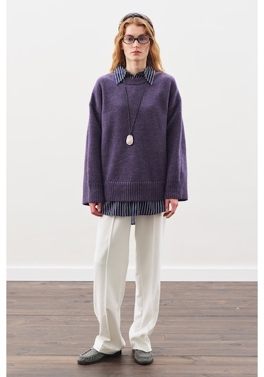Chunky Oversıze Kazak Mor Mor