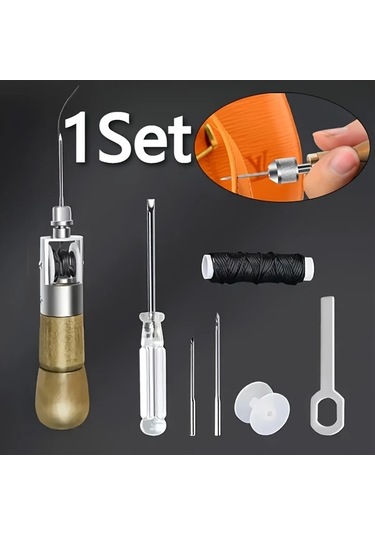 Chuangyinshop 1set Profesyonel Deri Dikiş Biz Seti Ahşap Saplı Dıy Tamir Kiti