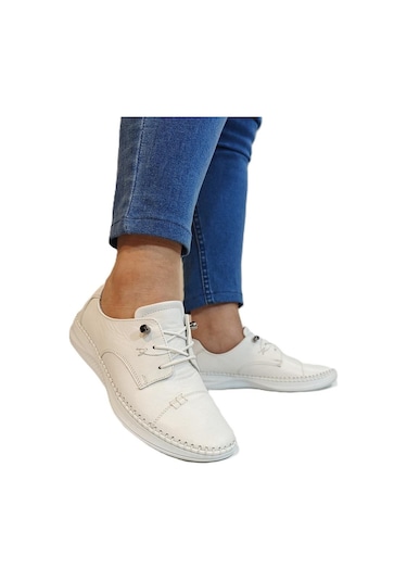 Voyager 9523 Beyaz Hakiki Deri Bayan Ayakkabı Beyaz