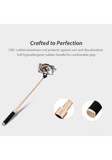 Reedark Huawei Af11 Mavi Selfie Çubuğu - 270 Ayarlanabilir Kafa, Cnc Alüminyum Çubuk, 18-66cm Uzunluk, 3.5mm Jack Uyumlu