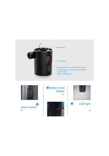 Didadodo Taşınabilir Şişirme Pompası - 3 Nozullu, 3 Modlu Led Işıklı, 4000mah Pil İle Havuz Yatak Ve Şişme Oyuncağa Uygun, Küçük Boyutlu Tasarım