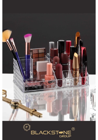 F Blackstone Diomand Kozmetik Ürün Düzenleyicisi Makyaj Takı Organizer Kalemlik Rujluk Notluk Düzenleyecesi Şeffaf Beyaz