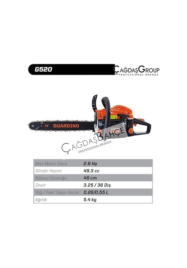 Guardino G520 2.8 Hp Motorlu Testere N11.755