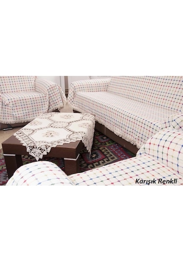 Buldan Pamuklu Koltuk Örtüsü Standart Takım (3+2+1+1)