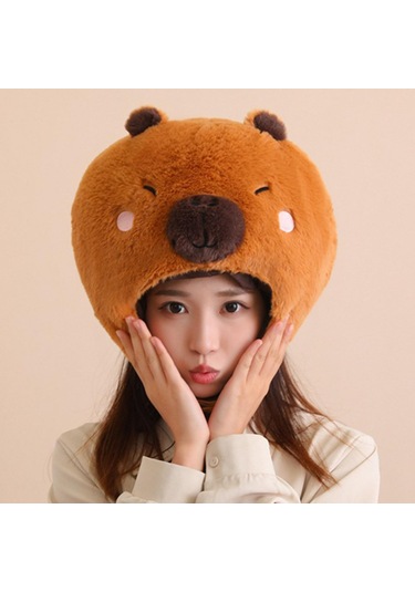Suntek Peluş Hayvan Şapka Kapibara Şapkalar Erkek Kız Nefes Kahverengi