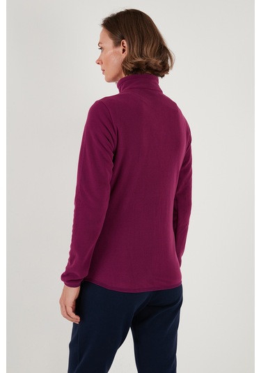 Lela Slim Fit Anti-Pilling Tüylenme Yapmayan Fermuarlı  Polar Bayan Hırka 5907012 Mor