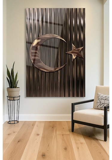 Türk Bayrağı Dikey Cam Tablo Modern Ev Ofis Salon Hediyelik Büyük Tablo Duvar Dekoru Bayrak