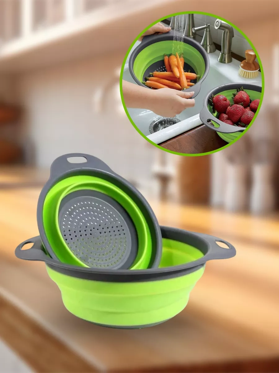 Supretto Katlanır Silikon Süzgeç 2'li Set 248246180 Mavi