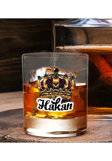 Bk Gift Kişiye Özel İsimli Dtf Kral Tacı Tasarımlı Viski Kadehi, Arkadaşa Hediye, Sevgiliye Hediye Kobitmeyencom30367 Bk Gift
