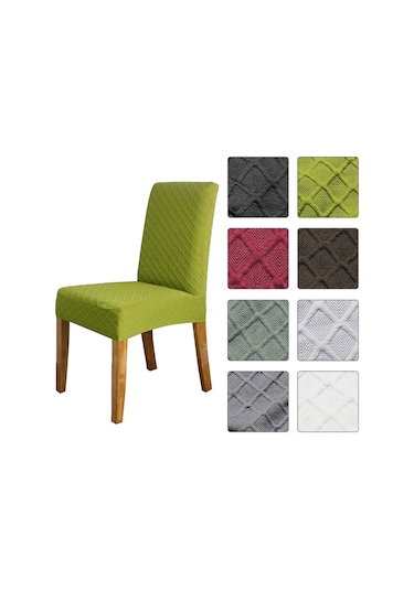 Vkemall Yeşil Koltuk Kılıfı, Genişletilebilir Tek Parça, Yumuşak Kumaş, Yemek Odası Sandalyesi Koruyucu, Tekli Paket Çok Renkli