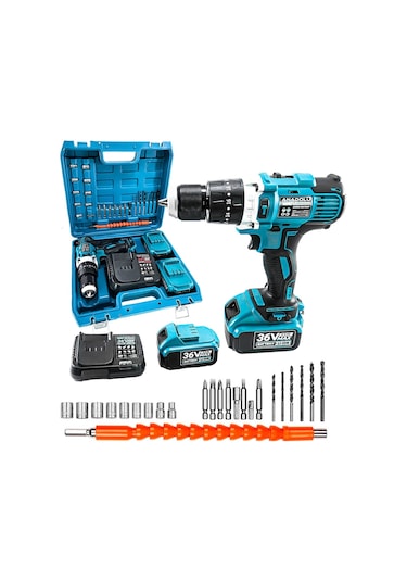 Anadolu Strong ANS1054-M 36V 5Ah Li-ion Çift Akülü Darbeli Matkap Vidalama Seti