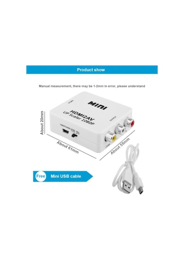 Hdmi To Rca Tos Av Çevirici Dönüştürücü Converter Tv Tüplü Televizyon