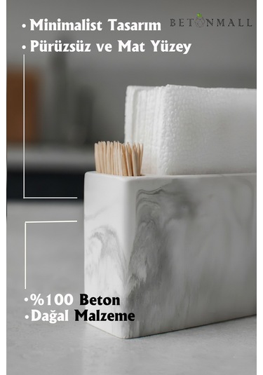 El Yapımı Beton Gri Alçı Peçetelik Minimal Masa Ve Mutfak Dekoru Kafe & Bar İçin Siyah Beyaz