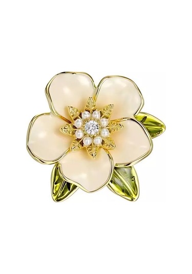 Bijoubijou Kadın Broşları 2'li Paket Çiçek 250613480 Altın Rengi