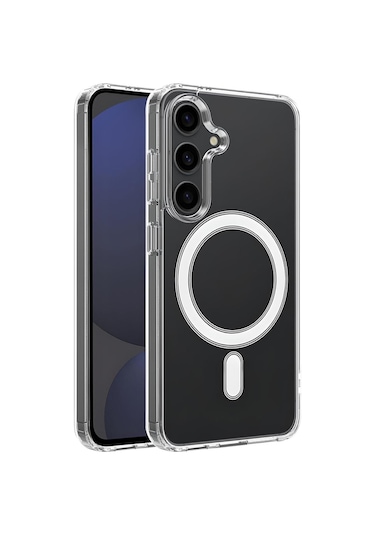 Samsung Galaxy S24 Fe Kılıf Magsafe Wireless Kablosuz Şarj Uyumlu Manyetik Şeffaf Kapak