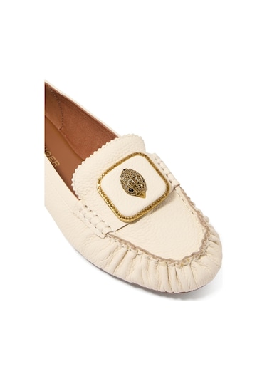 Kurt Geiger Pimlico %100 Deri Lüks Tasarım Mokasen Babet Beyaz