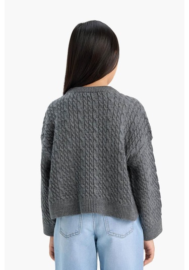 Defacto Antrasit Kız Çocuk Kazak E7880a8/ar220 Antrasit