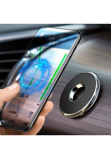 Sones Q6 Araba Manyetik Cep Telefonu Tutucu Yuvarlak Araba Dashboard Navigasyon Braketi Gümüş