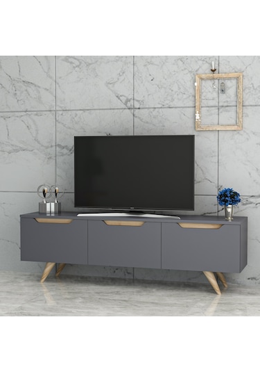 Inarchdizayn Prag Tv Ünitesi Antrasit Renk Ücretsiz Kargo