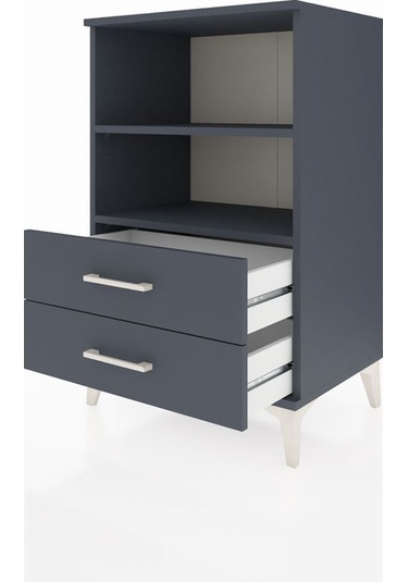 Hyperion Komodin 2 Raflı 2 Çekmeceli 60x44x96 Antrasit-antrasit Antrasit