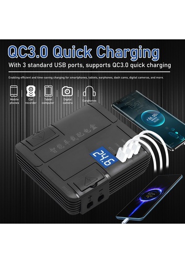 Xiyyadms Hızlı Şarjlı 3 Usb Portlu Araç Çakmaklığı Adaptörü - Qc3.0, Voltaj Göstergeli, Çoklu Koruma